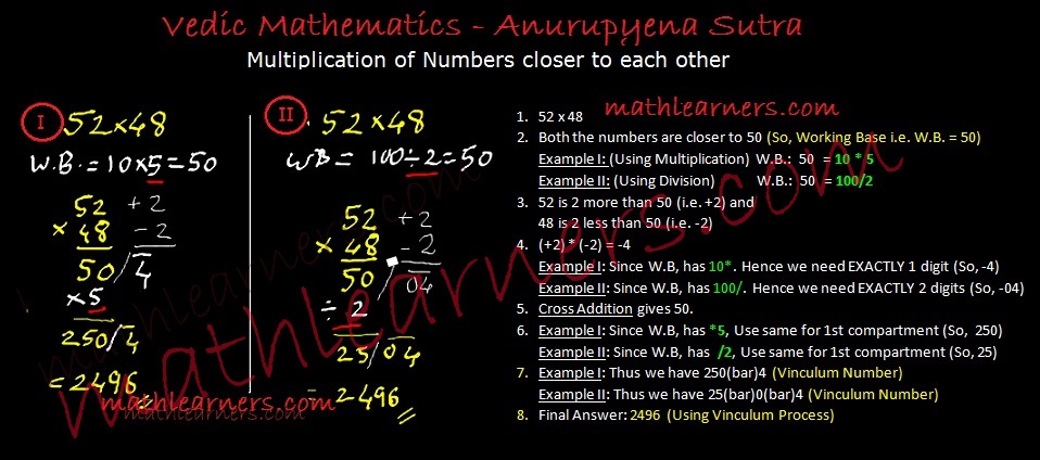 Shorcut technique for multiplication in Vedic Mathematics using Anurupyena Sutra.