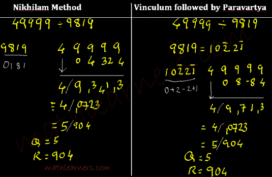 Vedic Mathematics tricks for dividing numbers using Anurupyena Sutra